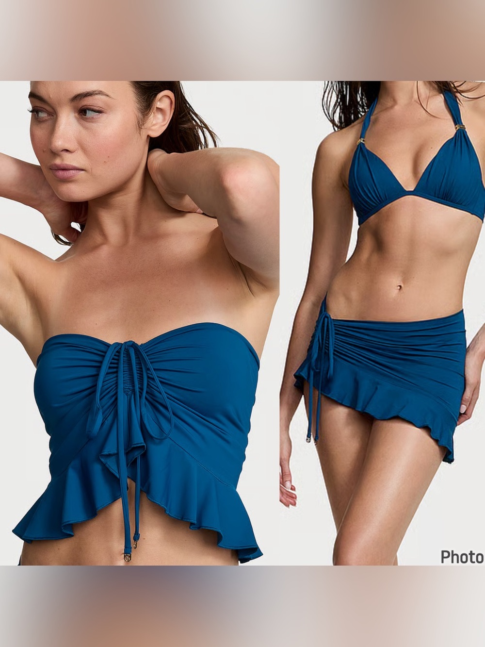 VICTORIA'S SECRET SWIM Beachwear Convertible strapless top / mini skirt Blue